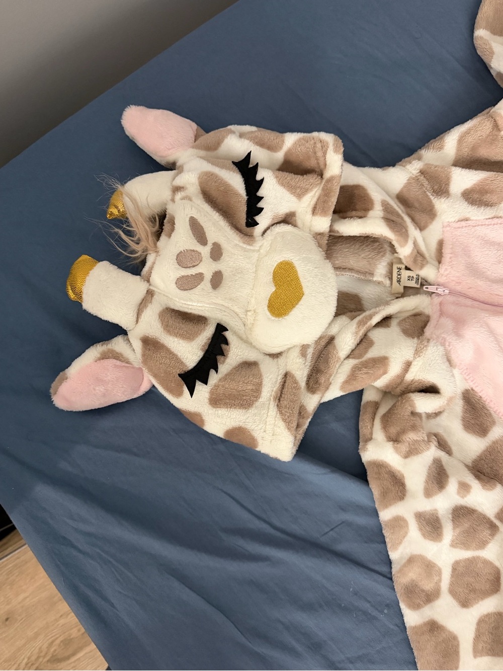 Plush Giraffe Unicorn Hooded Onesie - Pink & Cream
